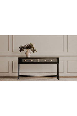   Modern European furniture - Black Vegan Leather Console Table - www.oroa.com | Oroa.com