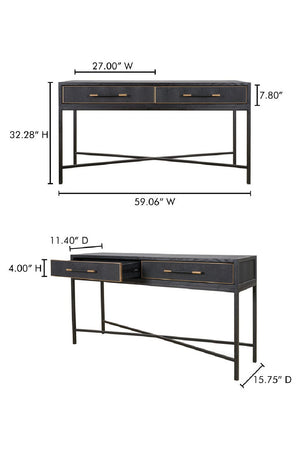   Modern European furniture - Black Vegan Leather Console Table - www.oroa.com | Oroa.com