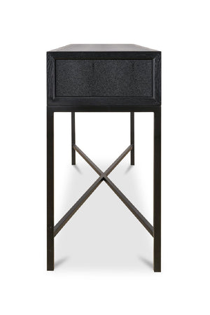   Modern European furniture - Black Vegan Leather Console Table - www.oroa.com | Oroa.com