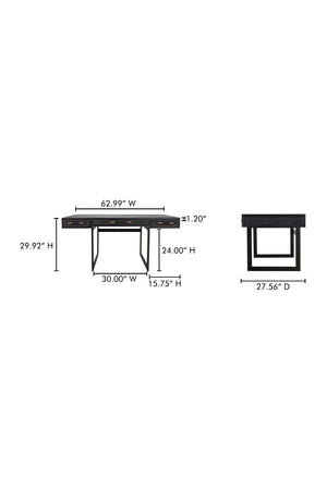   Modern European furniture - Black Vegan Leather 3-Drawer Desk - www.oroa.com | Oroa.com