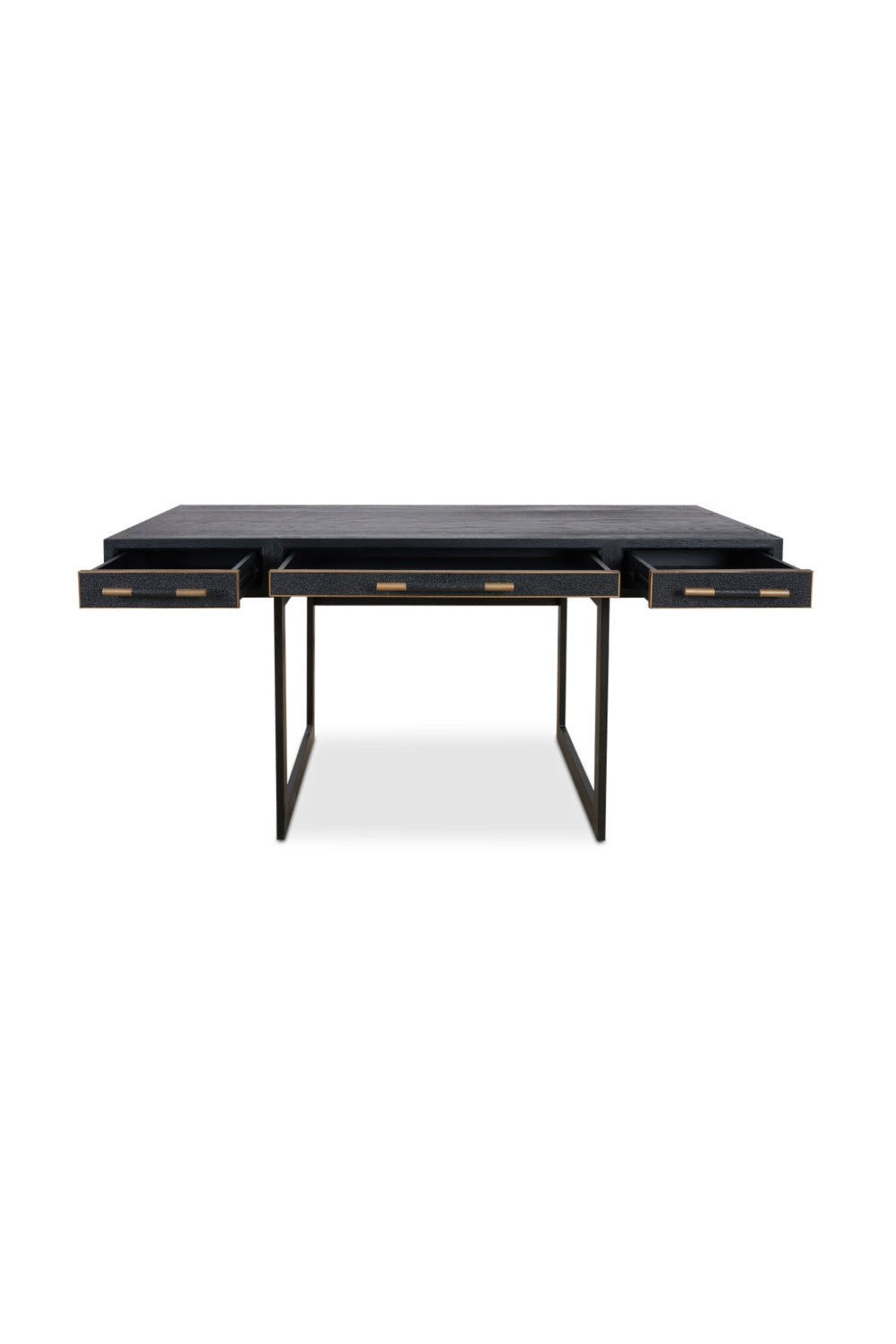   Modern European furniture - Black Vegan Leather 3-Drawer Desk - www.oroa.com | Oroa.com