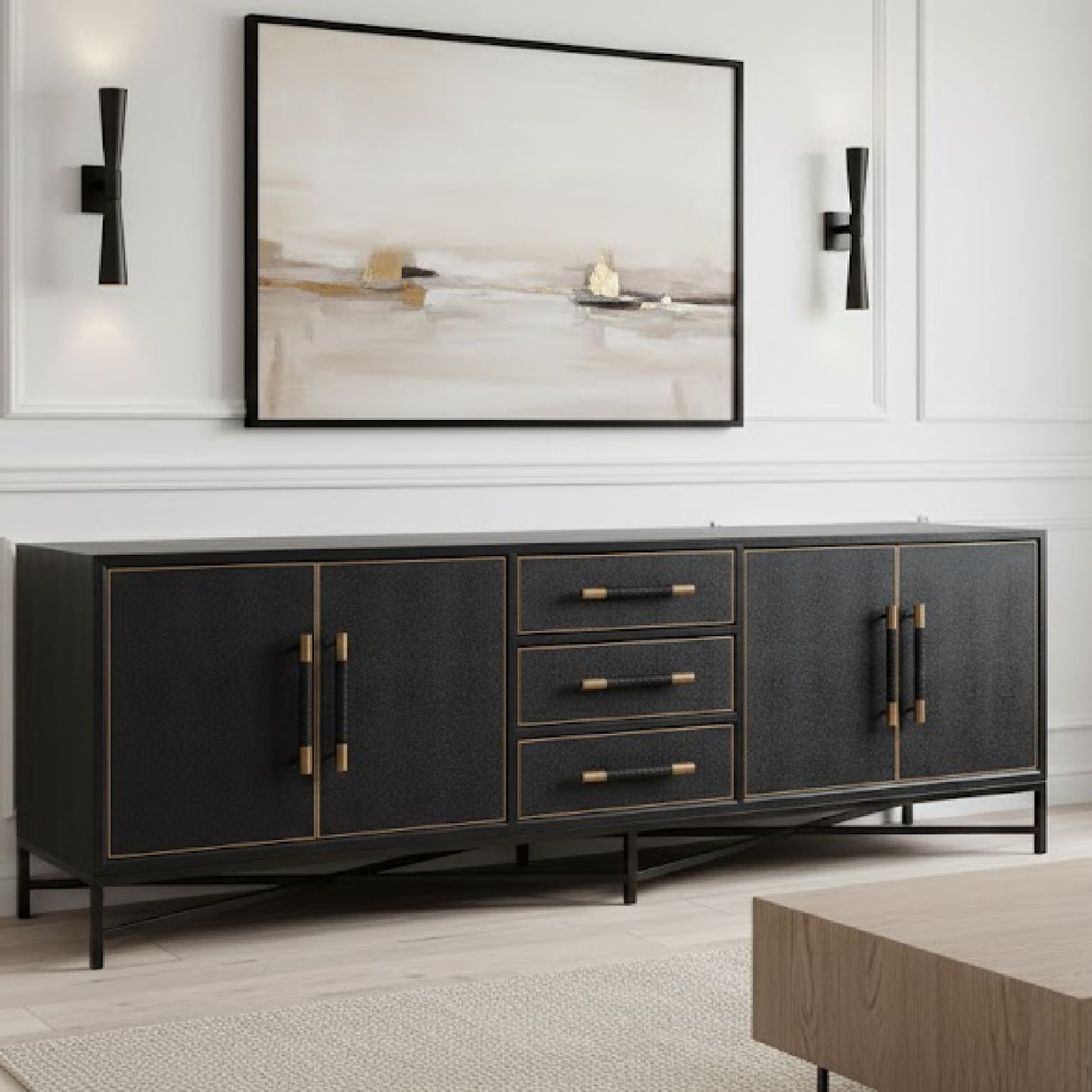   Modern European furniture - Vegan Leather 4-Door Sideboard - www.oroa.com | Oroa.com