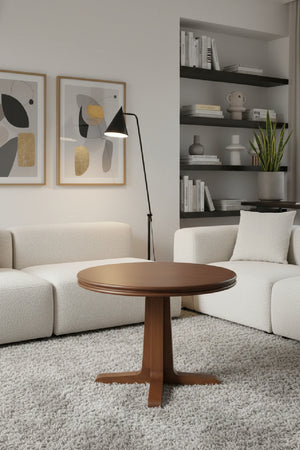   Modern European furniture - Brown Pine Pedestal Coffee Table - www.oroa.com | Oroa.com