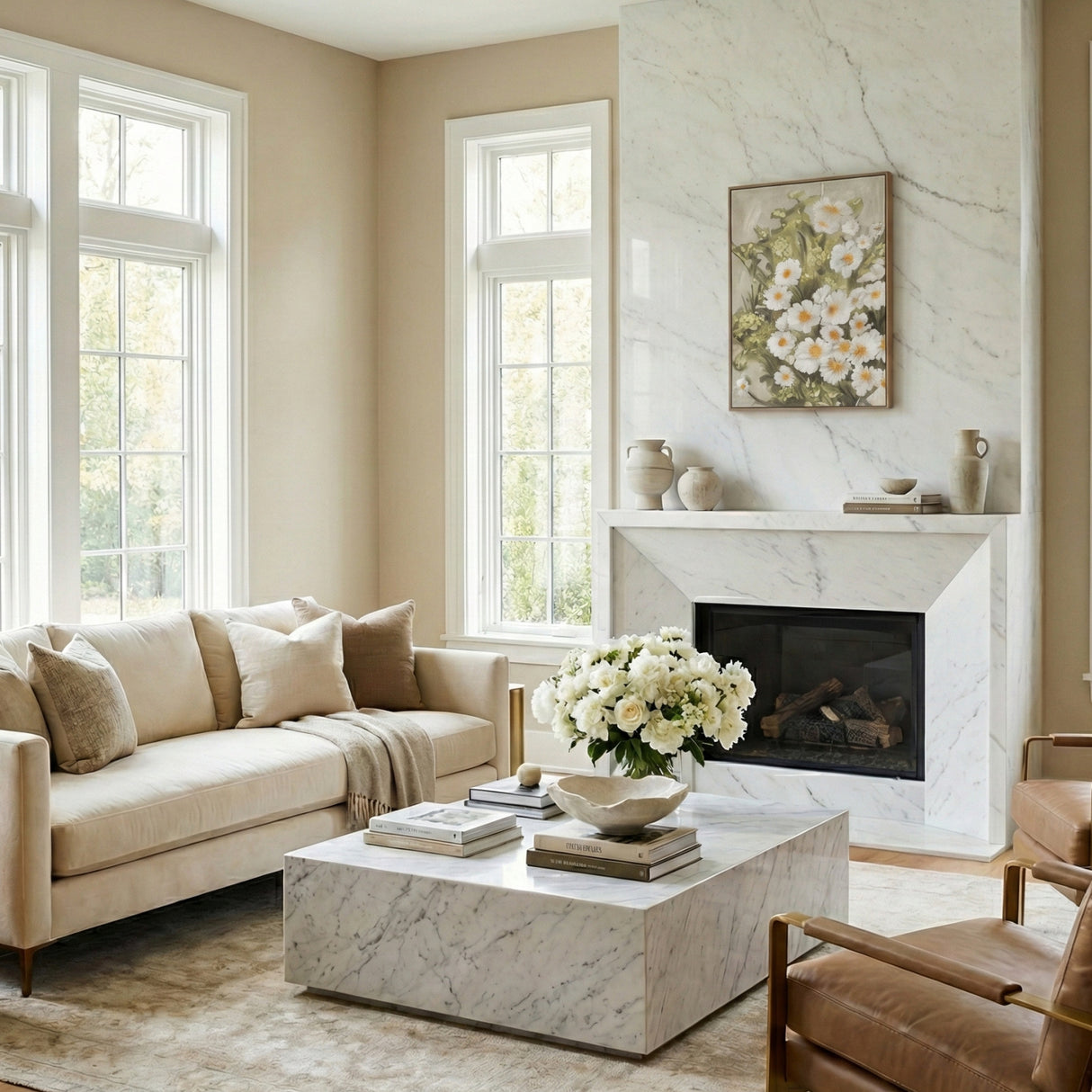   Modern European furniture - White Blooms Framed Painting - www.oroa.com | Oroa.com