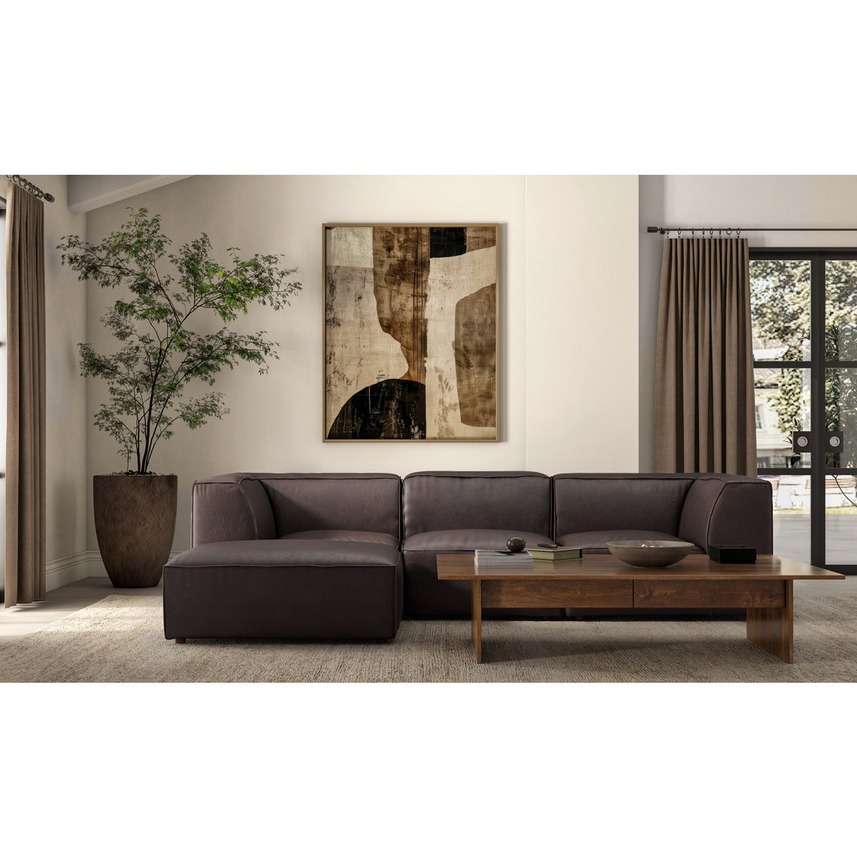   Modern European furniture - Brown Leather Corner Chair - www.oroa.com | Oroa.com