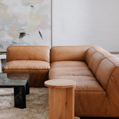   Tan Leather Corner Chair | Oroa.com