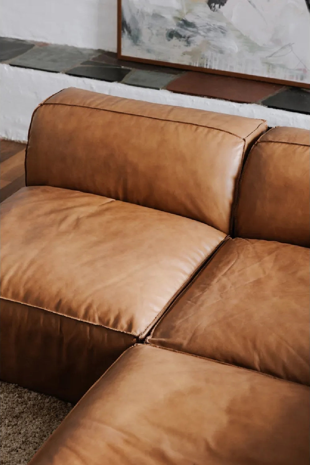   Modern European furniture - Tan Leather Square Ottoman - www.oroa.com | Oroa.com