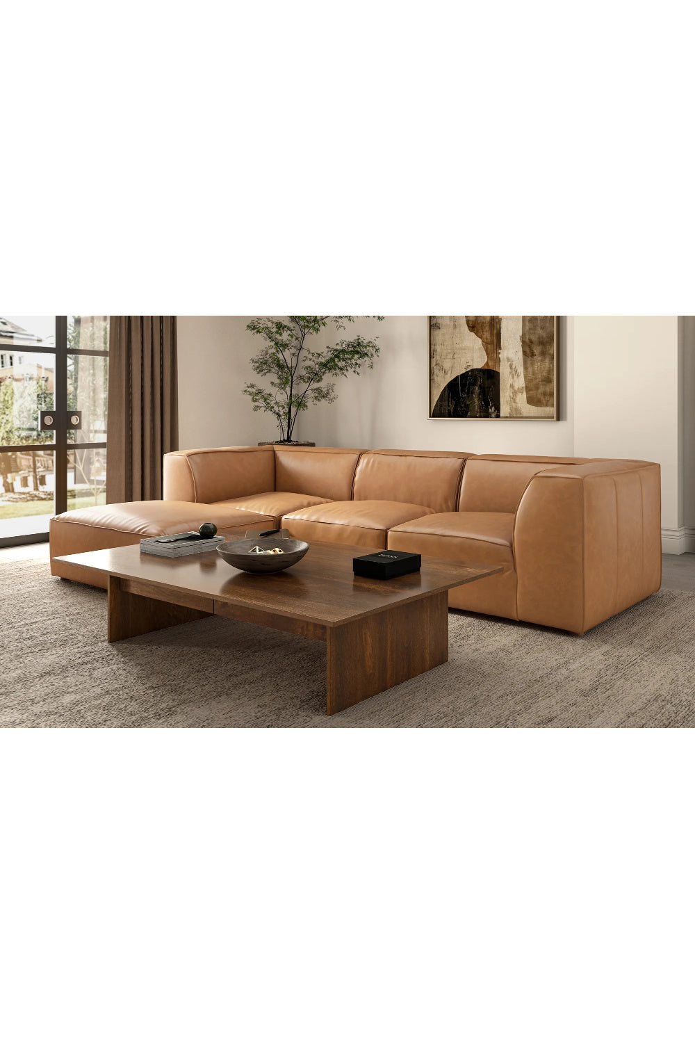   Modern European furniture - Tan Leather Square Ottoman - www.oroa.com | Oroa.com