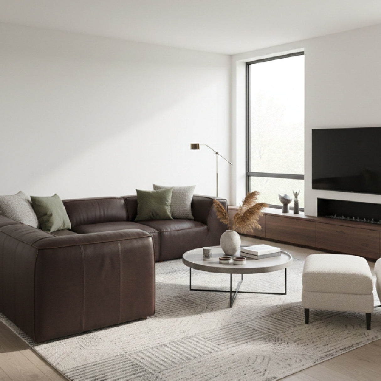   L-Shaped Leather Sectional Sofa | Oroa.com
