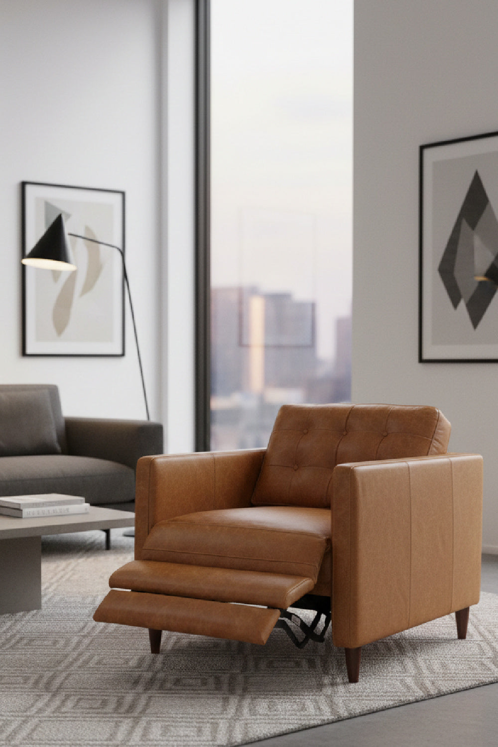   Mid-Century Leather Recliner Chair | Oroa.com