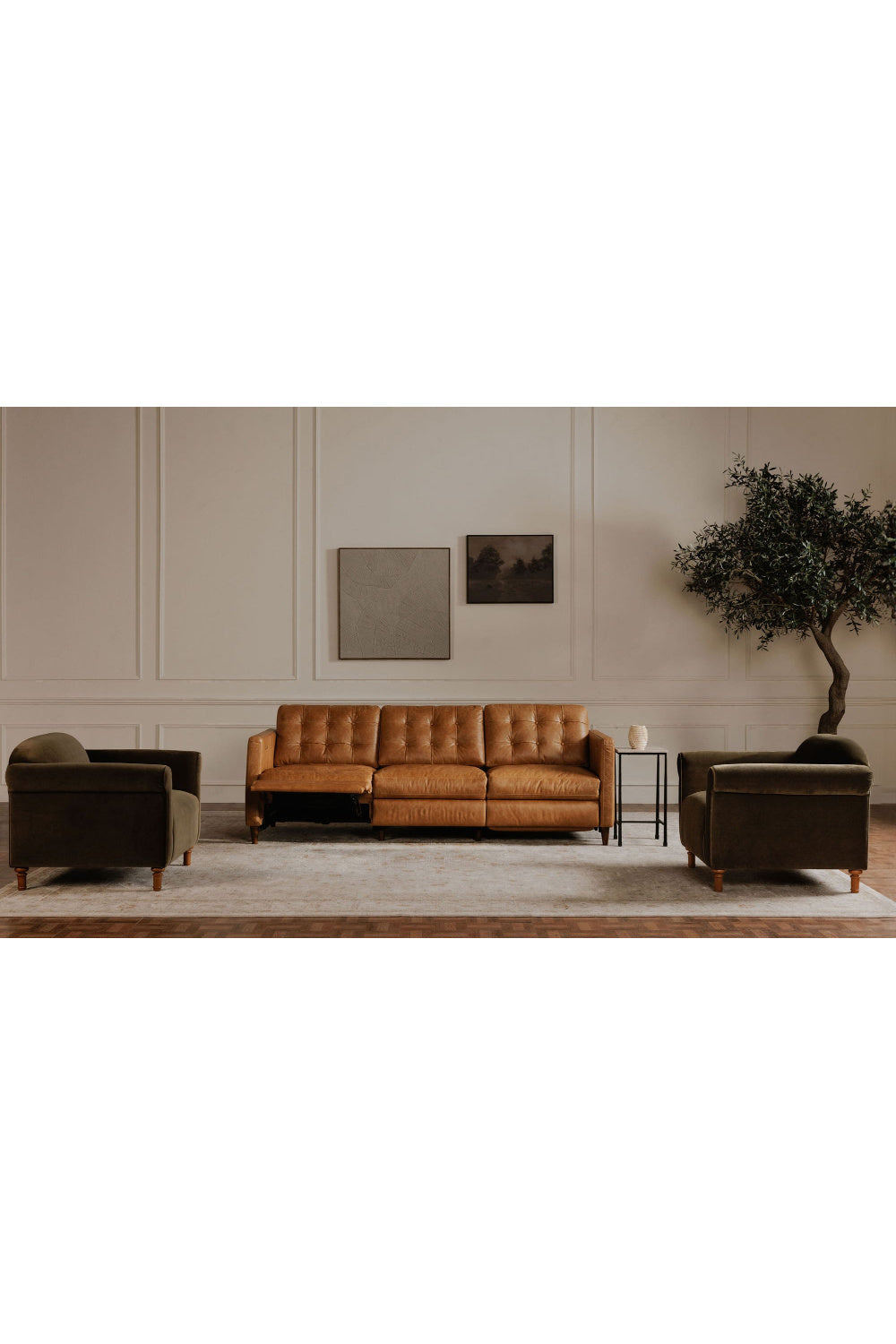   Mid-Century Leather Recliner Sofa | Oroa.com