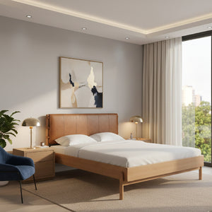   Modern European furniture - Brown Leather Bed - www.oroa.com | Oroa.com