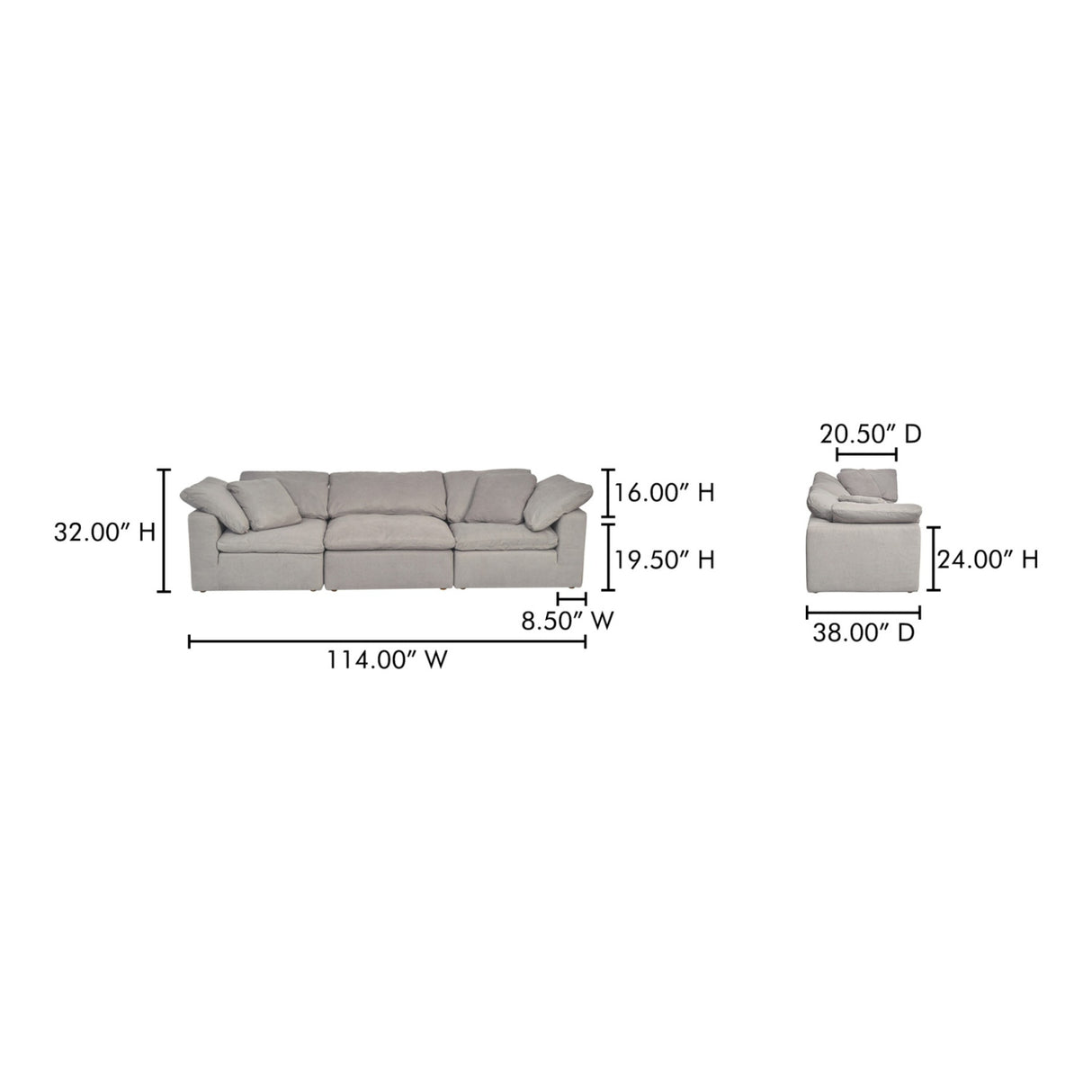   Modern European furniture - Thick Cushioned Modular Sofa - www.oroa.com | Oroa.com