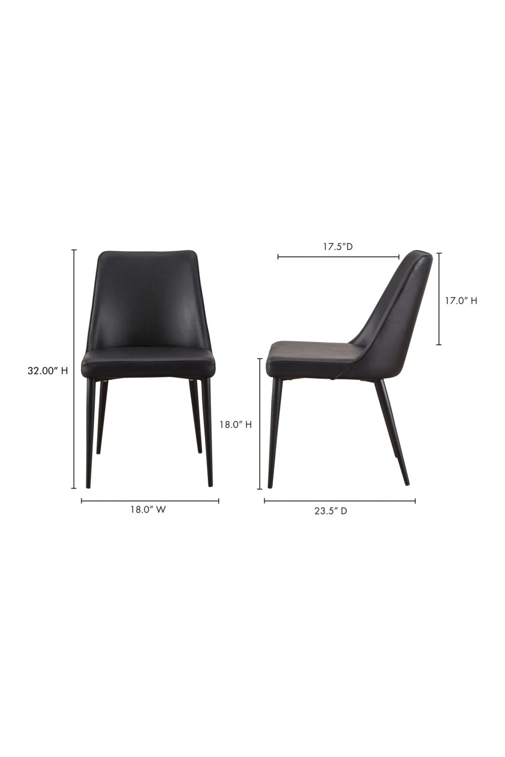   Modern European furniture - Black Vegan Leather Dining Chairs (2) - www.oroa.com | Oroa.com