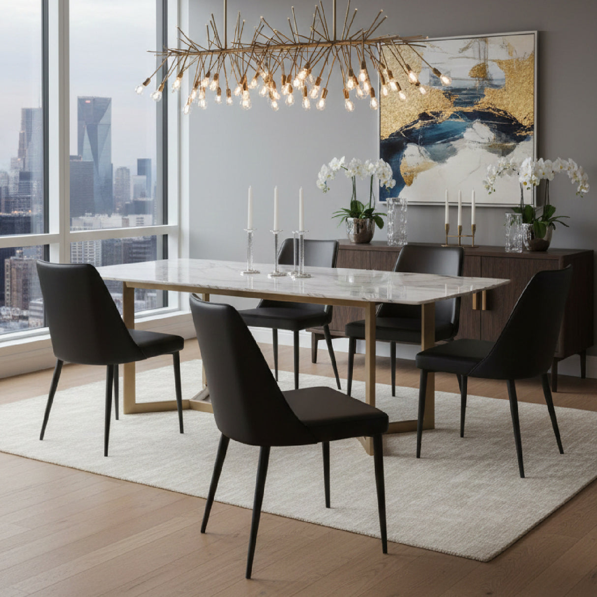   Modern European furniture - Black Vegan Leather Dining Chairs (2) - www.oroa.com | Oroa.com