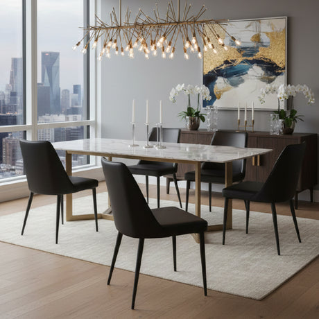   Modern European furniture - Black Vegan Leather Dining Chairs (2) - www.oroa.com | Oroa.com