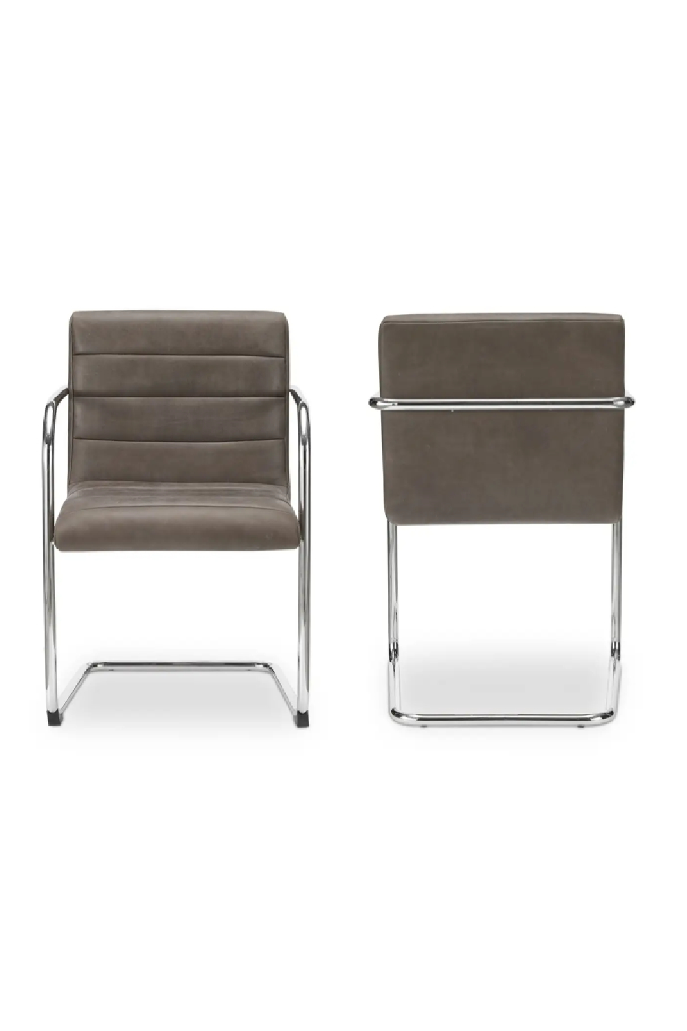   Modern European furniture - Cantilevered Brown Leather Dining Chairs (2) - www.oroa.com | Oroa.com