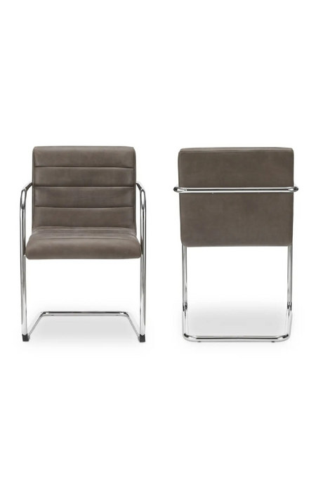   Modern European furniture - Cantilevered Brown Leather Dining Chairs (2) - www.oroa.com | Oroa.com
