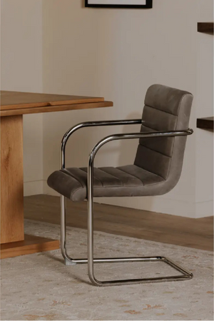  Modern European furniture - Cantilevered Brown Leather Dining Chairs (2) - www.oroa.com | Oroa.com