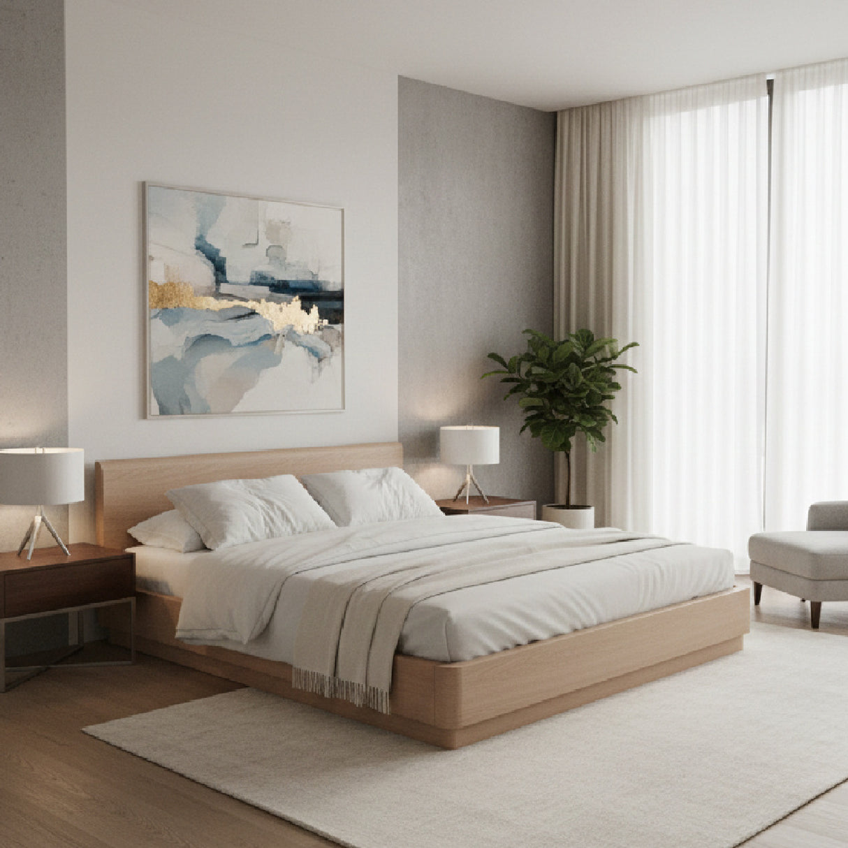   Light Oak Scandinavian Bed | Oroa.com