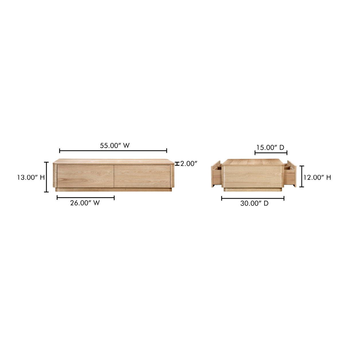   Modern European furniture - 2-Drawer Wooden Coffee Table - www.oroa.com | Oroa.com