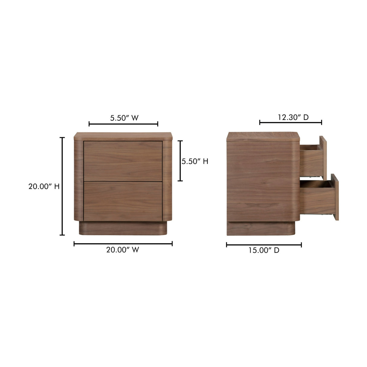   Modern European furniture - 2-Drawer Wooden Tall Nightstand - www.oroa.com | Oroa.com