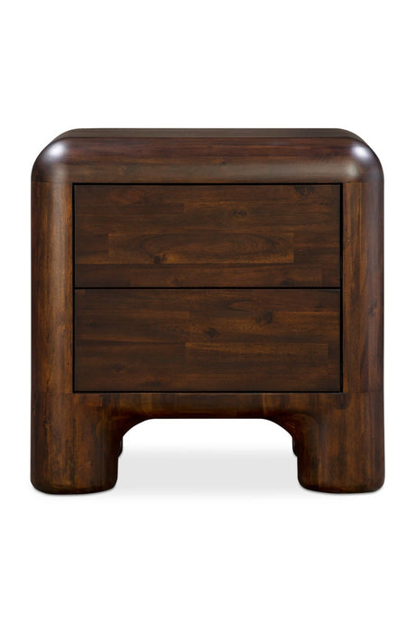   Brown Acacia 2-Drawer Nightstand | Oroa.com