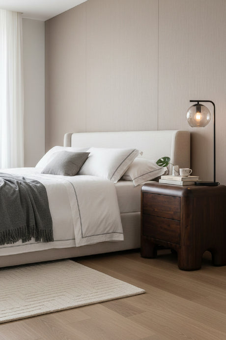   Brown Acacia 2-Drawer Nightstand | Oroa.com