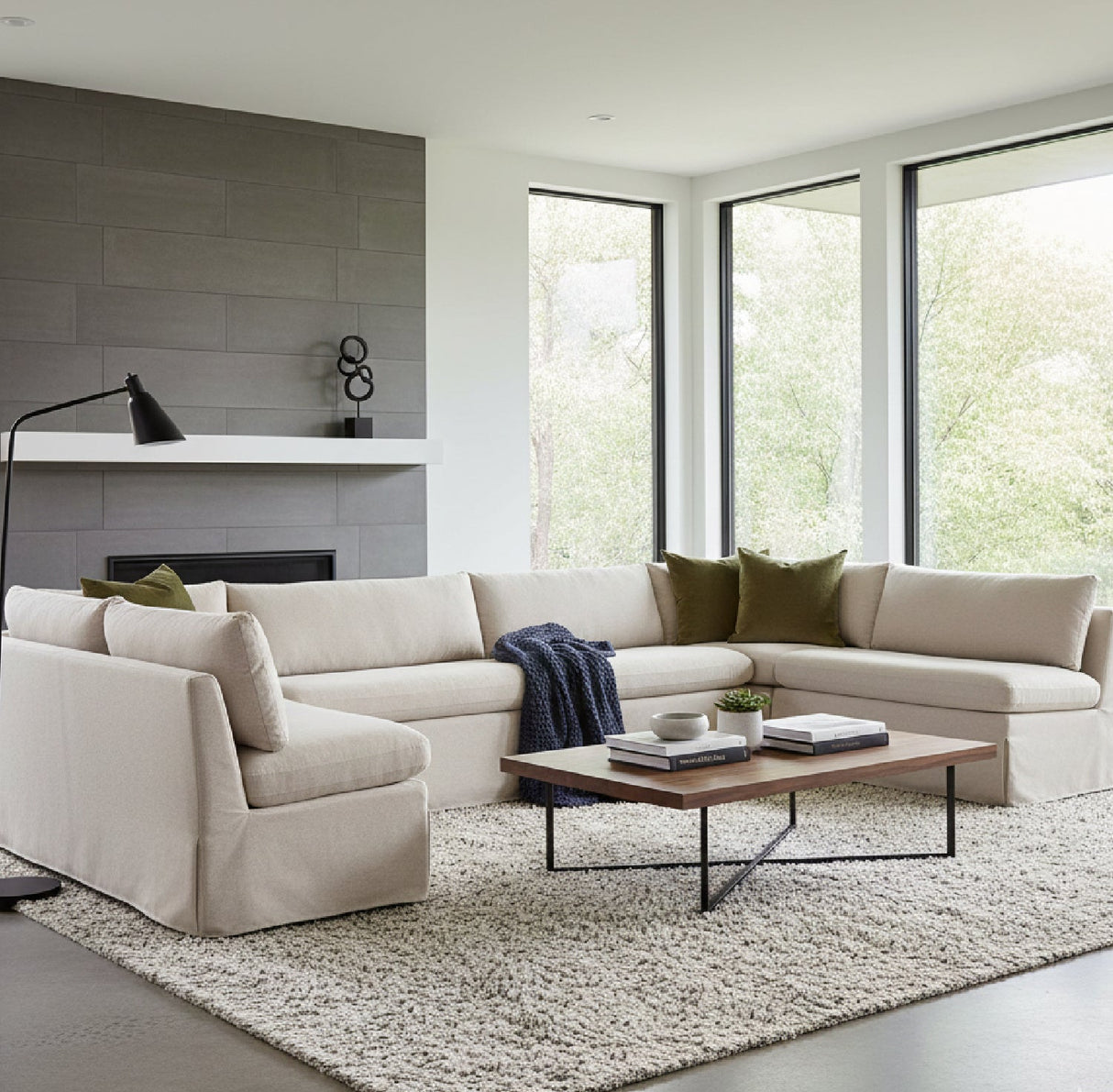   Modern European furniture - Beige U-Shaped Dining Banquette Slipcover L - www.oroa.com | Oroa.com