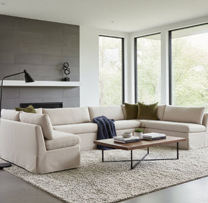   Modern European furniture - Beige U-Shaped Dining Banquette Slipcover L - www.oroa.com | Oroa.com