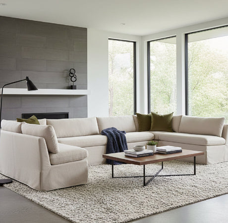   Modern European furniture - Beige U-Shaped Dining Banquette Slipcover L - www.oroa.com | Oroa.com