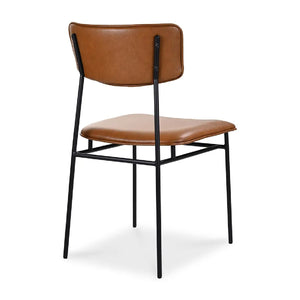   Modern European furniture - Iron-Framed Brown Leather Dining Chairs (2) - www.oroa.com | Oroa.com