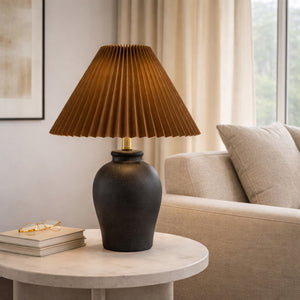  Modern European furniture - Brown Linen Pleated Table Lamp - www.oroa.com | Oroa.com