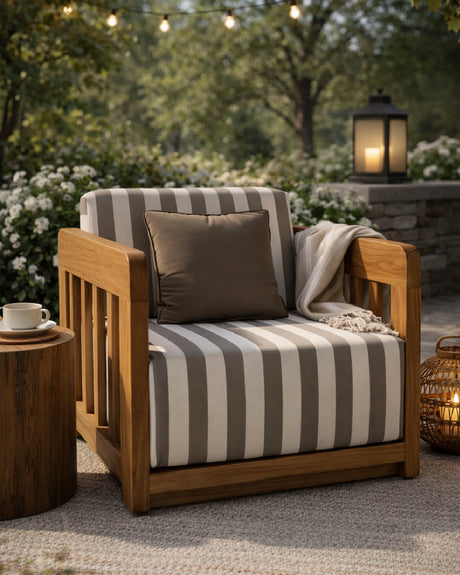   Modern European furniture - Brown Stripe Outdoor Accent Chair - www.oroa.com | Oroa.com