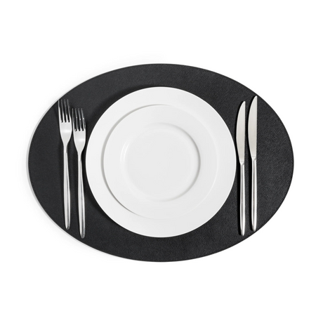   Grained Leather Oval Placemat | Oroa.com