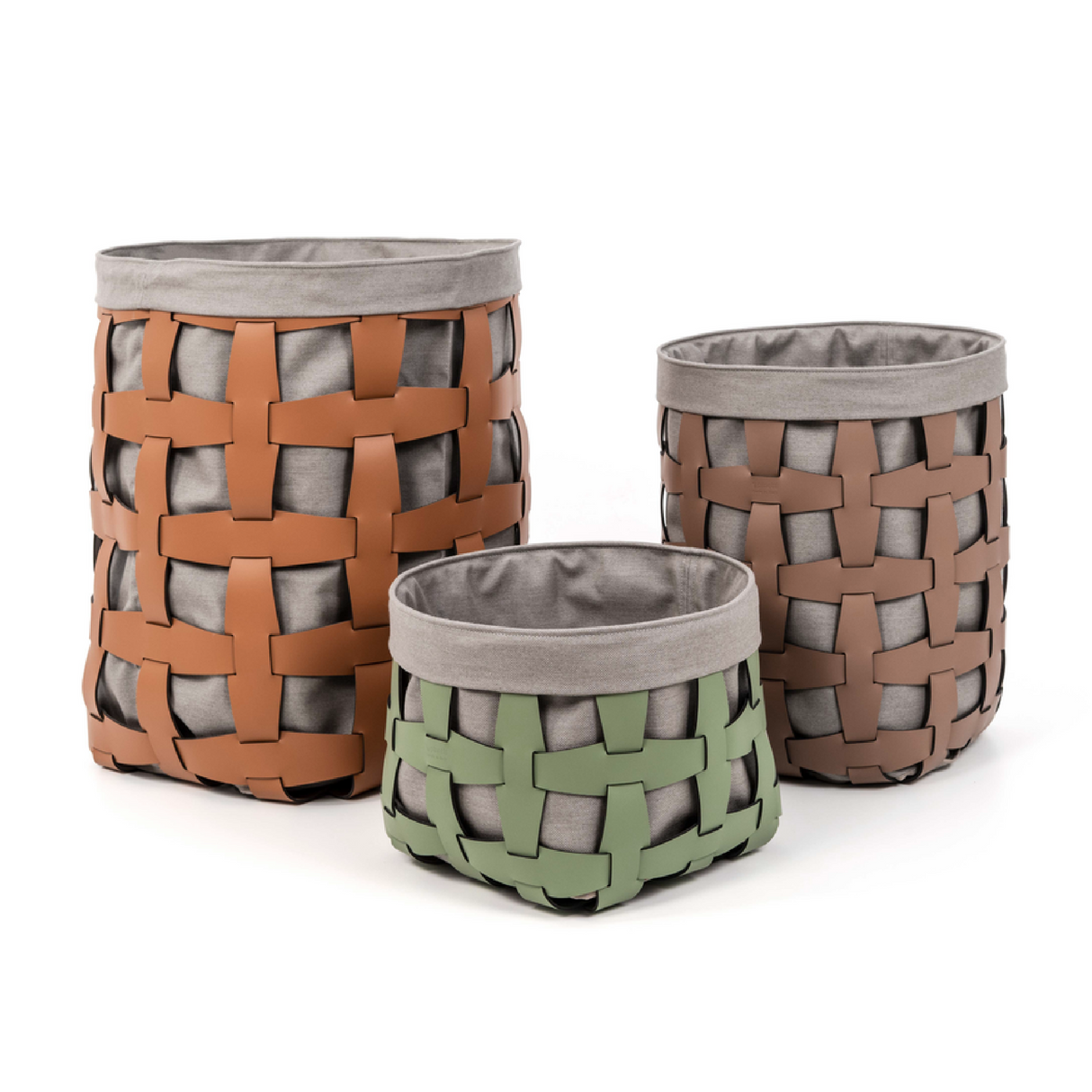  Handwoven Leather Basket L | Oroa.com