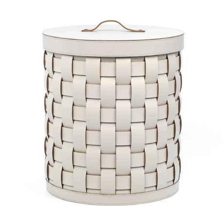   Woven Leather Lidded Paper Bin | Oroa.com