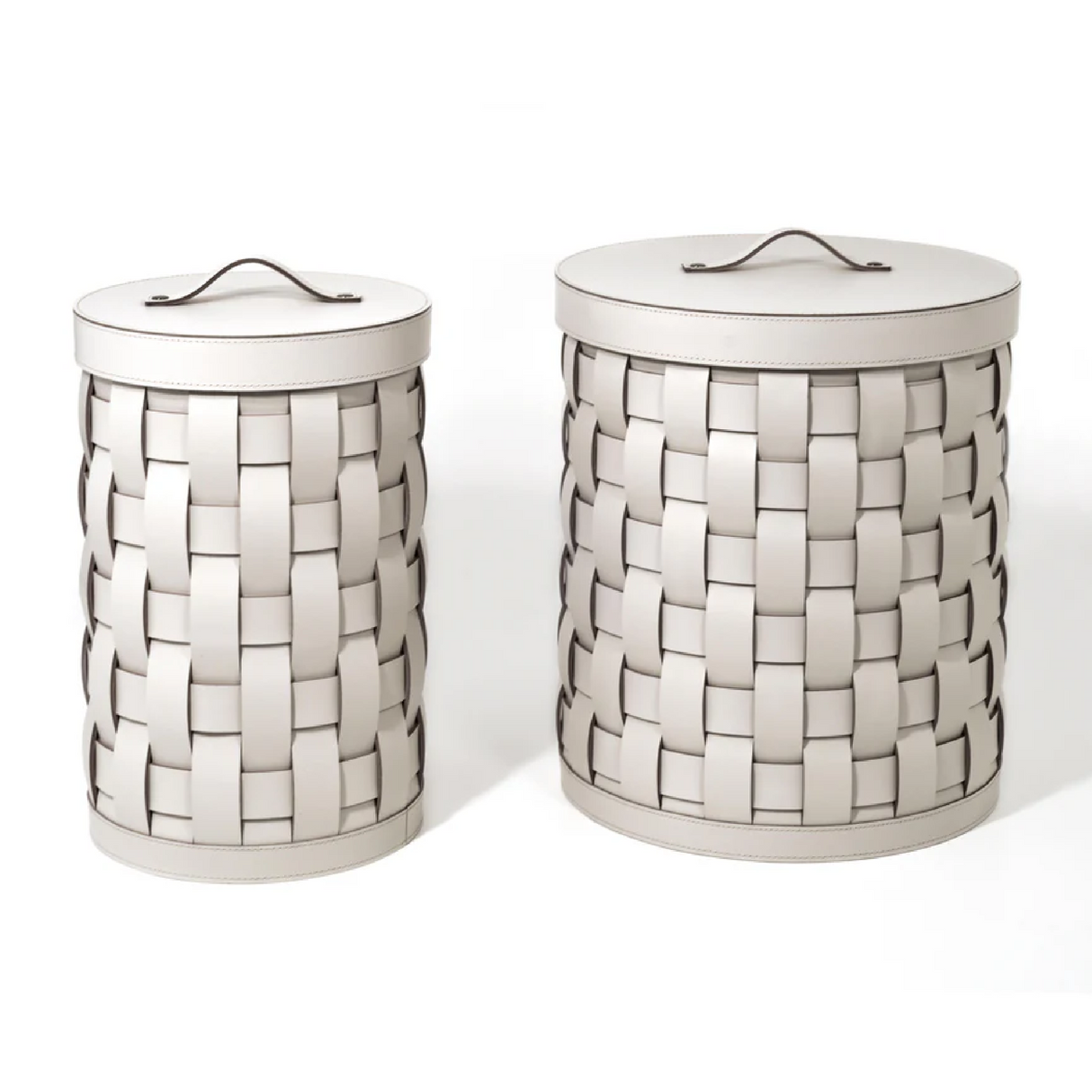   Woven Leather Lidded Paper Bin | Oroa.com