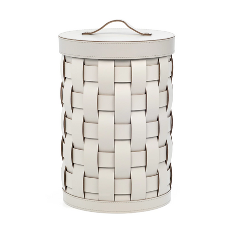   Woven Leather Lidded Paper Bin | Oroa.com