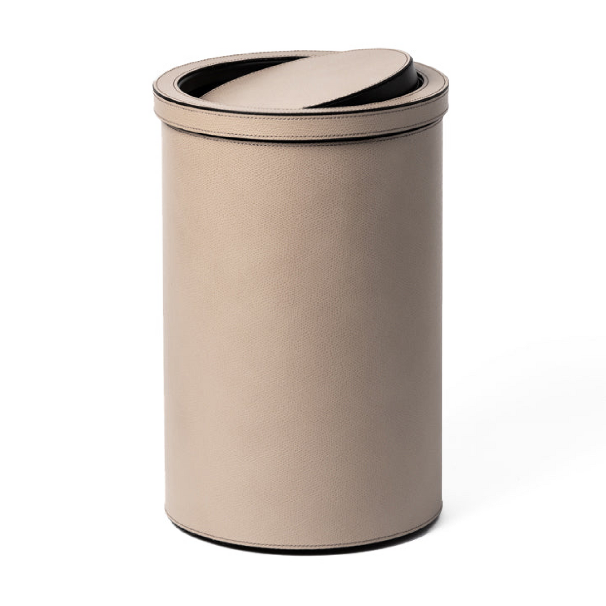   Cylindrical Leather Tilting Lid Bin | Oroa.com