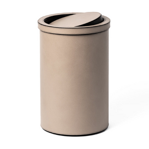  Cylindrical Leather Tilting Lid Bin | Oroa.com