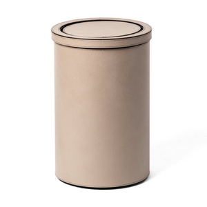   Cylindrical Leather Tilting Lid Bin | Oroa.com