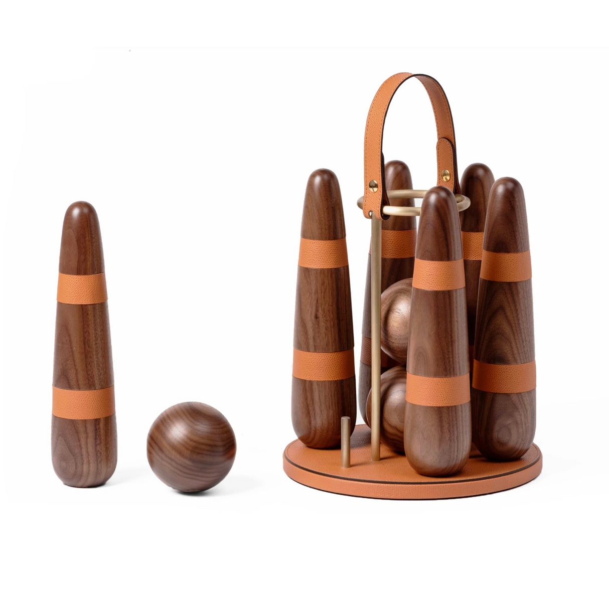   Walnut Wood Bowling Set | Oroa.com