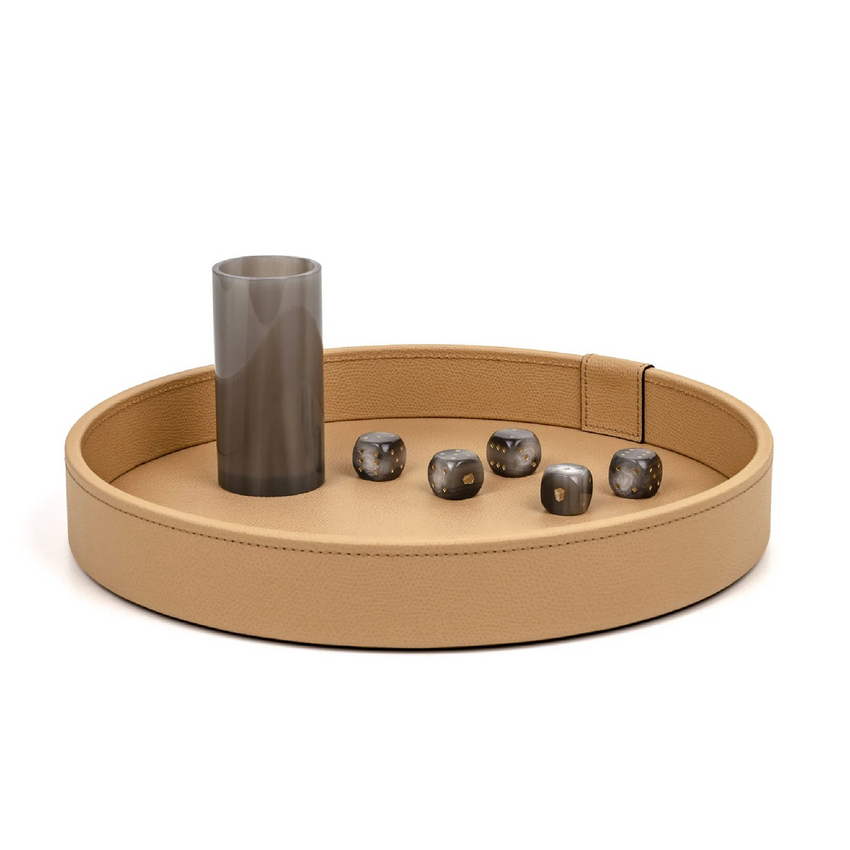   Round Leather Dice Game Set | Oroa.com