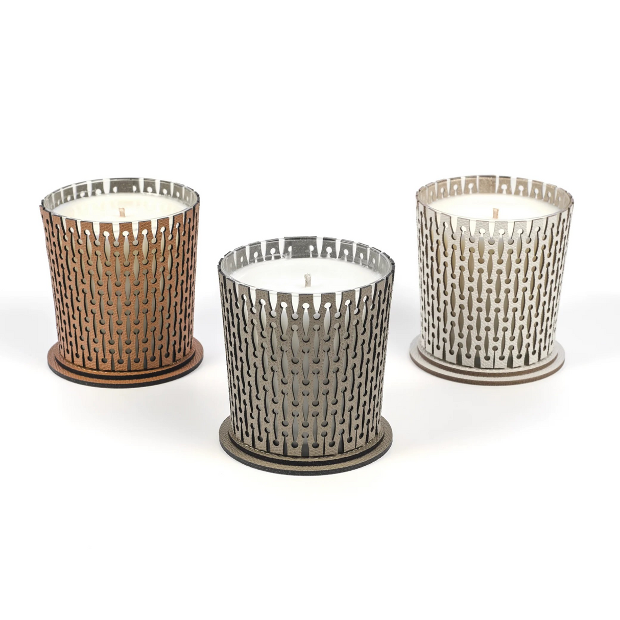   Leather Covered Glass Candle | Oroa.com