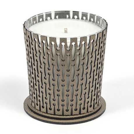  Leather Covered Glass Candle | Oroa.com