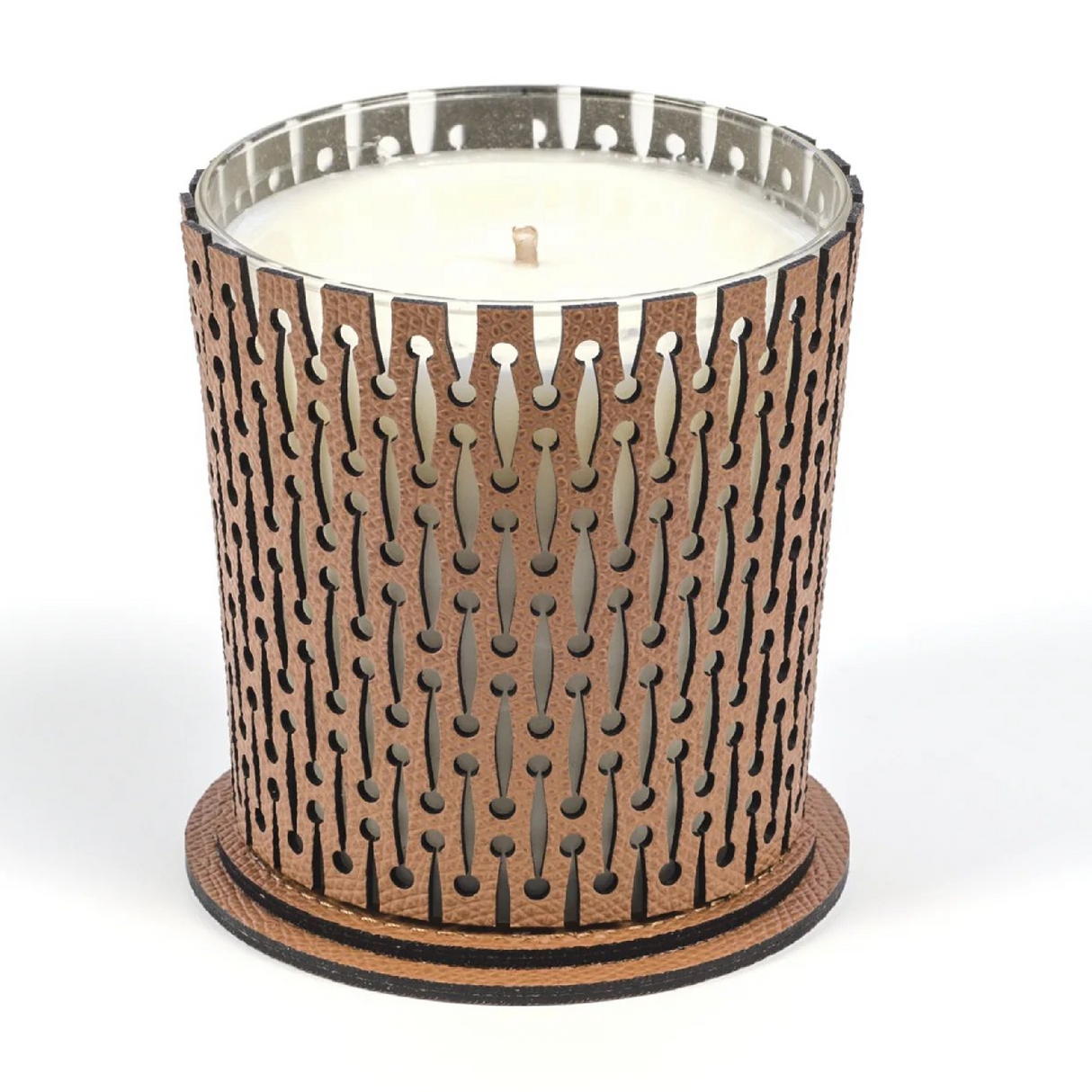   Leather Covered Glass Candle | Oroa.com