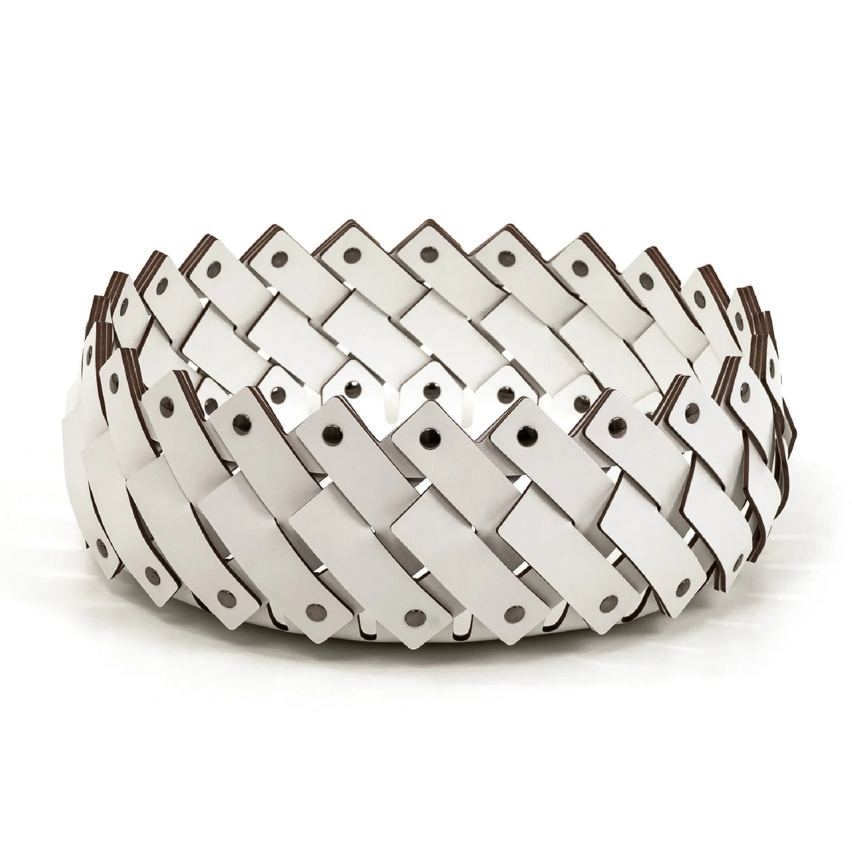   Leather Strips Short Basket | Oroa.com