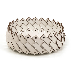   Leather Strips Short Basket | Oroa.com