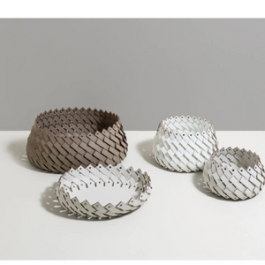   Leather Weave Oval Basket L | Oroa.com